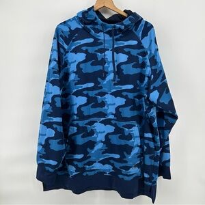 And1 Mens Pullover Streetwear Hoodie Blue Camo 3XL Zip Side Basketball Gym Y2K